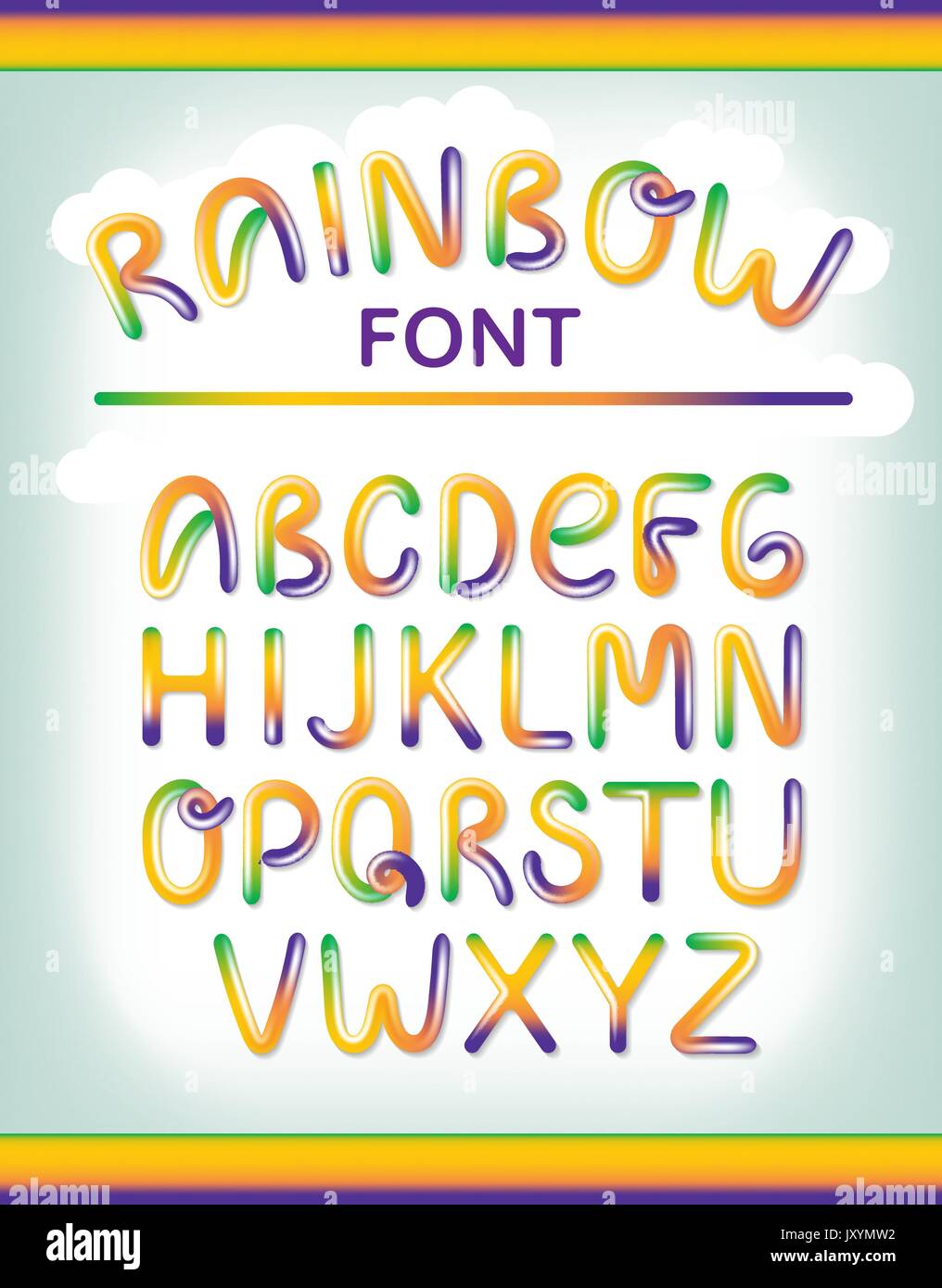 Lettres alphabet coloré drôle. Le style de police, modèle de conception vectorielle des éléments de votre demande ou l'identité de l'entreprise. Dessin à la main couleurs arc-en-lettres Illustration de Vecteur