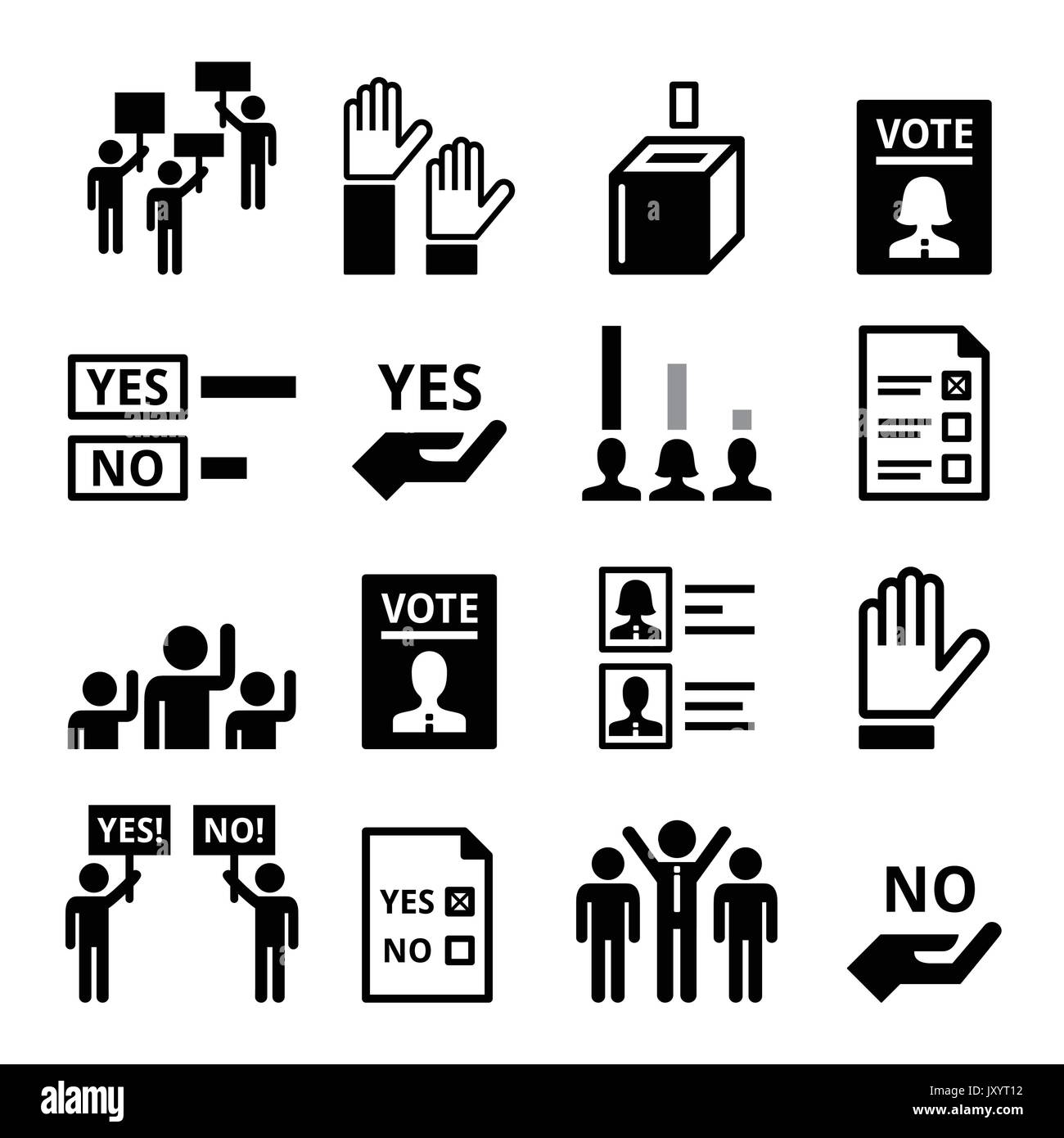 Ensemble d'icônes de démocratie, de vote et de vecteur politique Illustration de Vecteur
