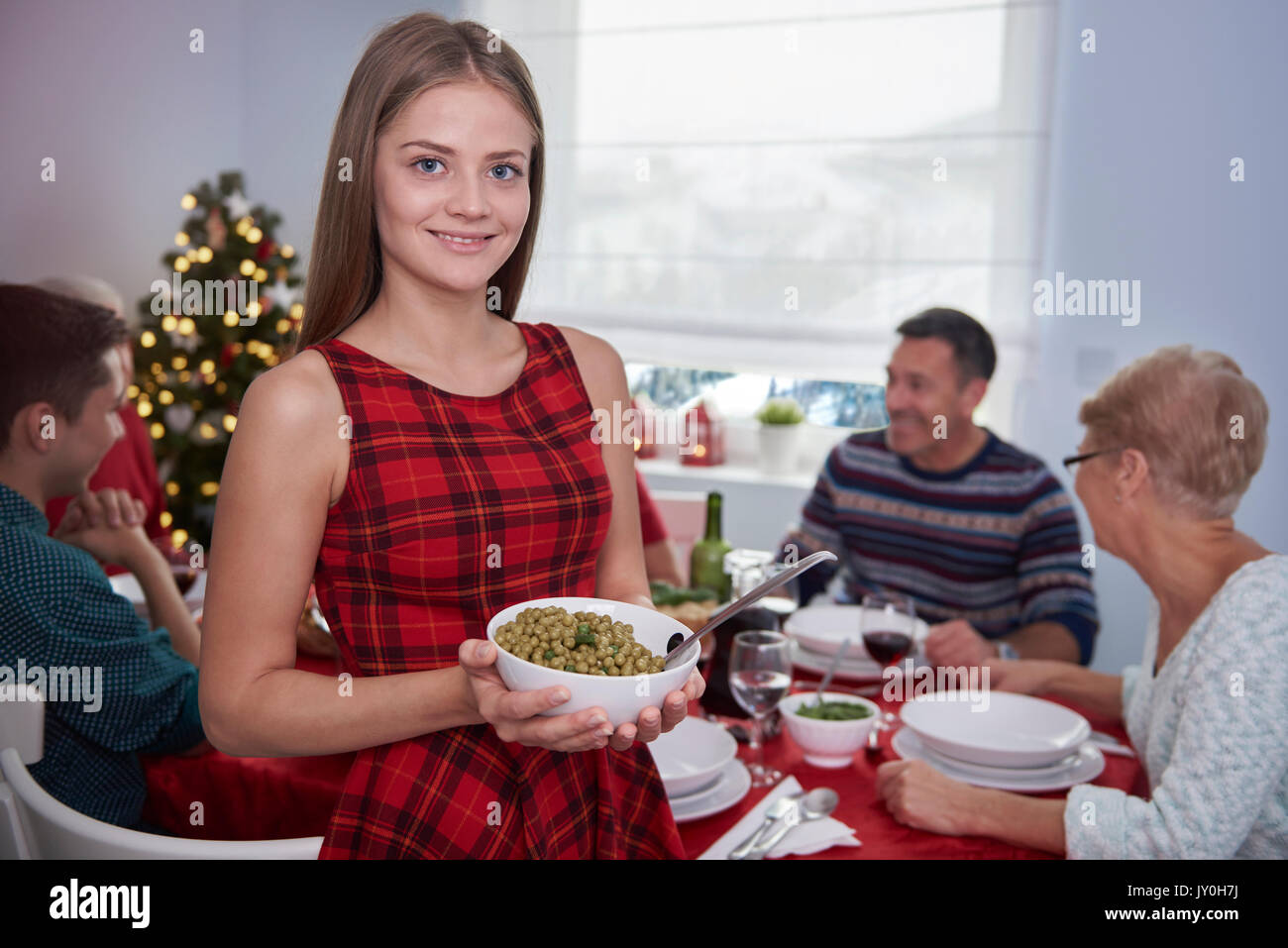 Le dîner de Noël avec ma famille Banque D'Images