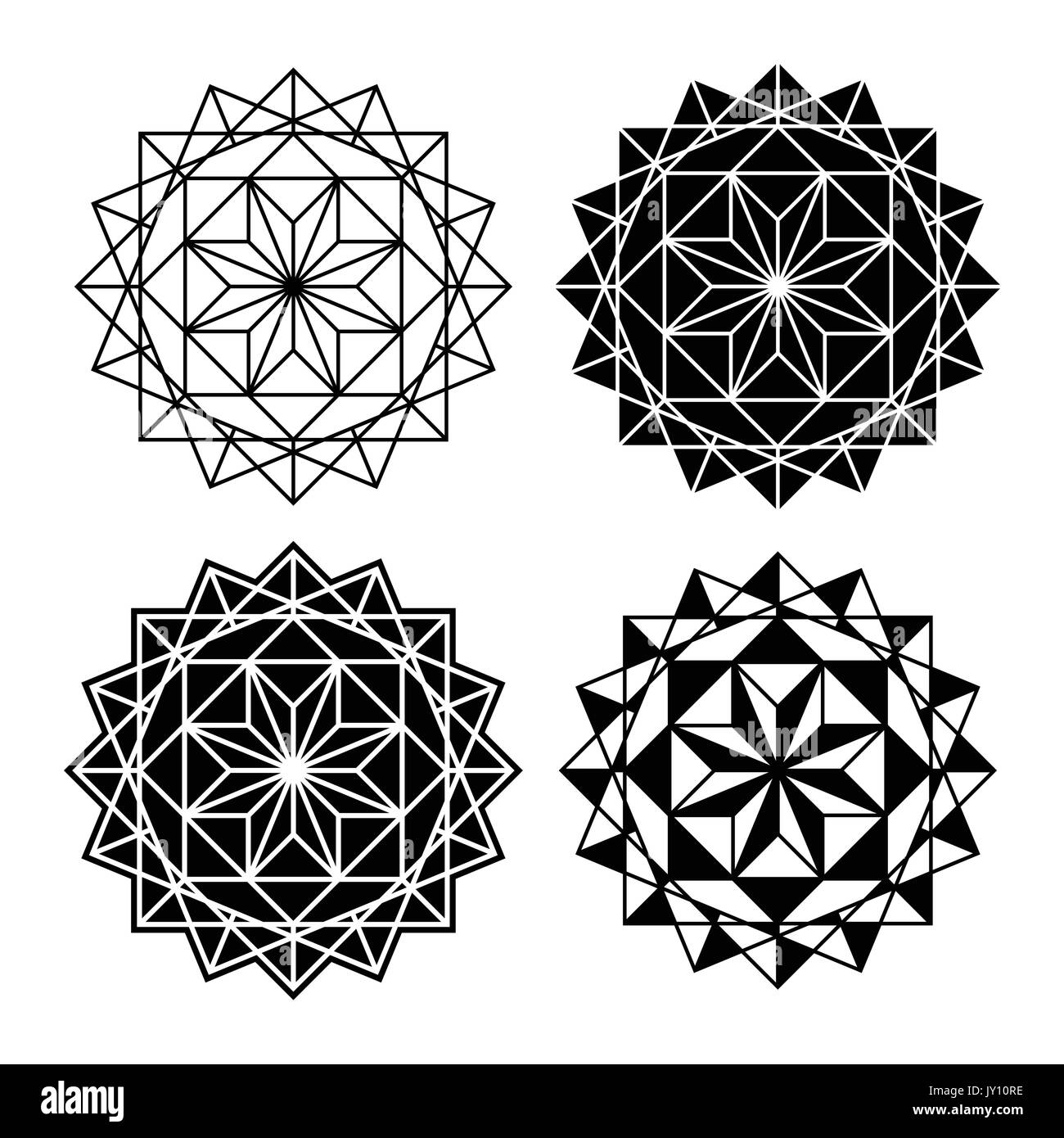Conception géométrique, seul abstract pattern set Vector design - formes abstraites noir isolated on white Illustration de Vecteur