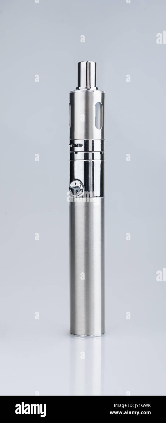 Seul e-cigarette vaping sur fond gris Banque D'Images