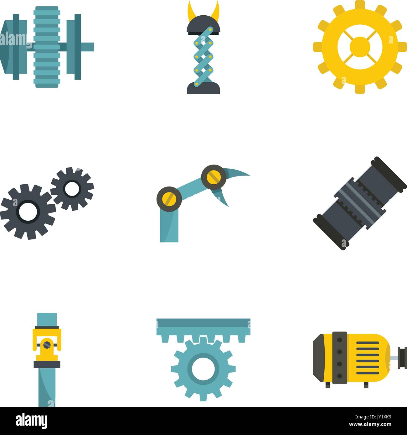 Les pièces du mécanisme, style icon set télévision Illustration de Vecteur