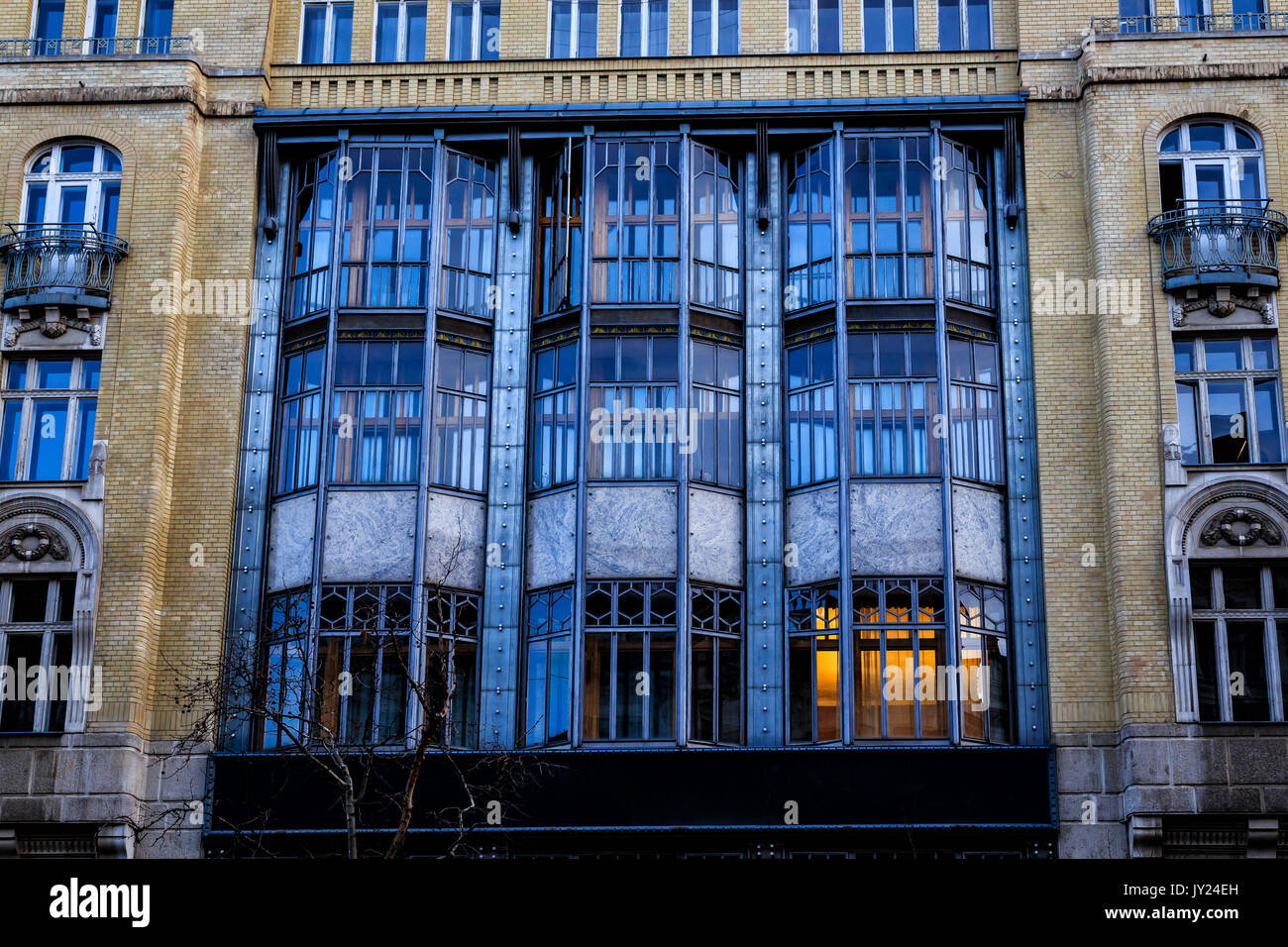 Détail d'une façade de Budapest, Hongrie Banque D'Images