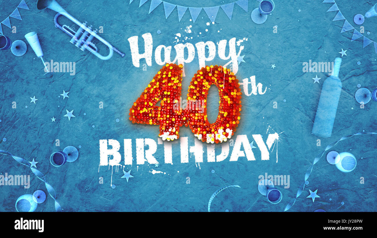 Joli Coon 40 Happy Birthday to you - Carte anniversaire 40 ans avec  enveloppe bleue