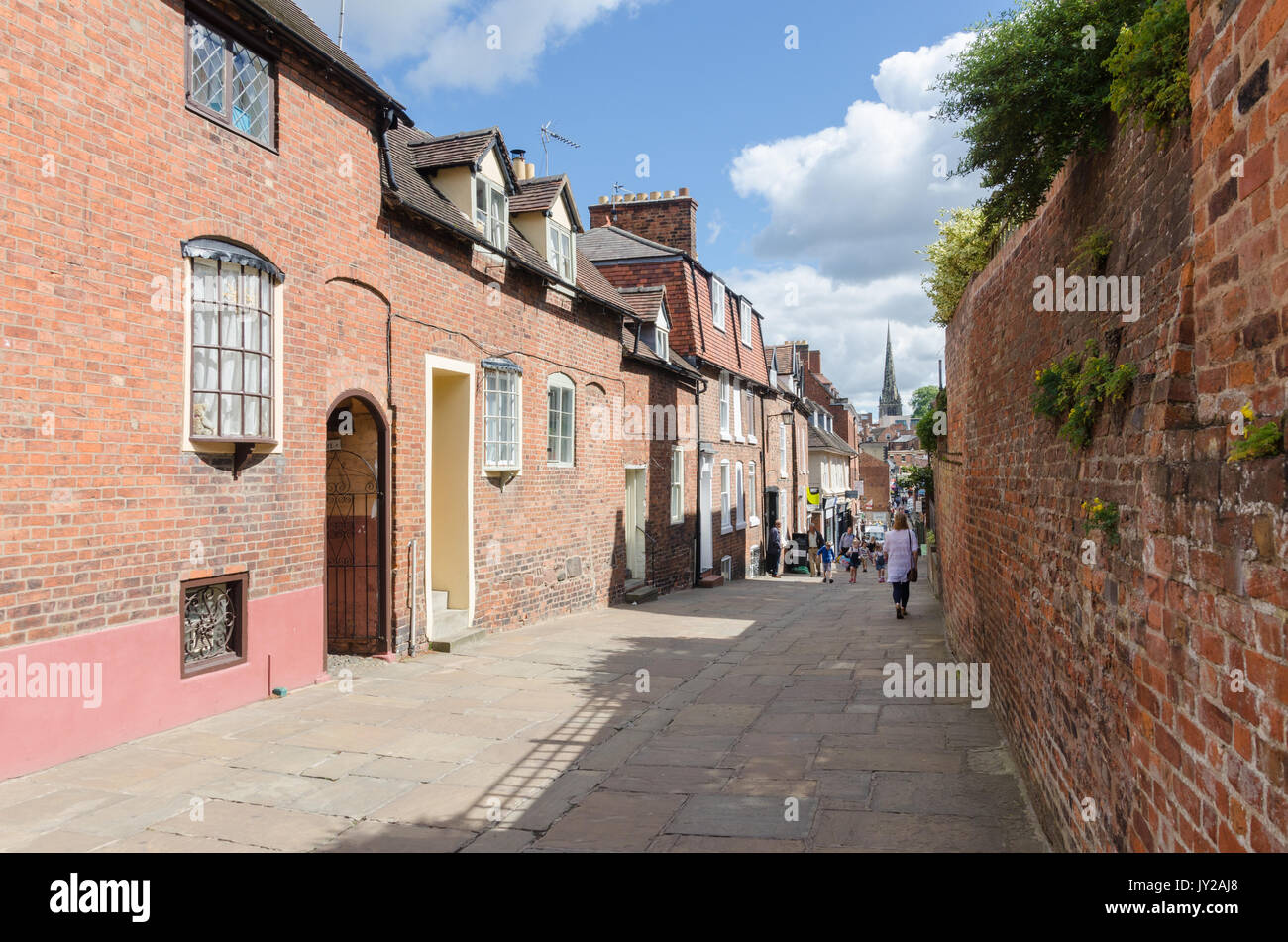 Vieux chalets à Claremont Hill, Shrewsbury, la ville de marché de Shropshire. Banque D'Images