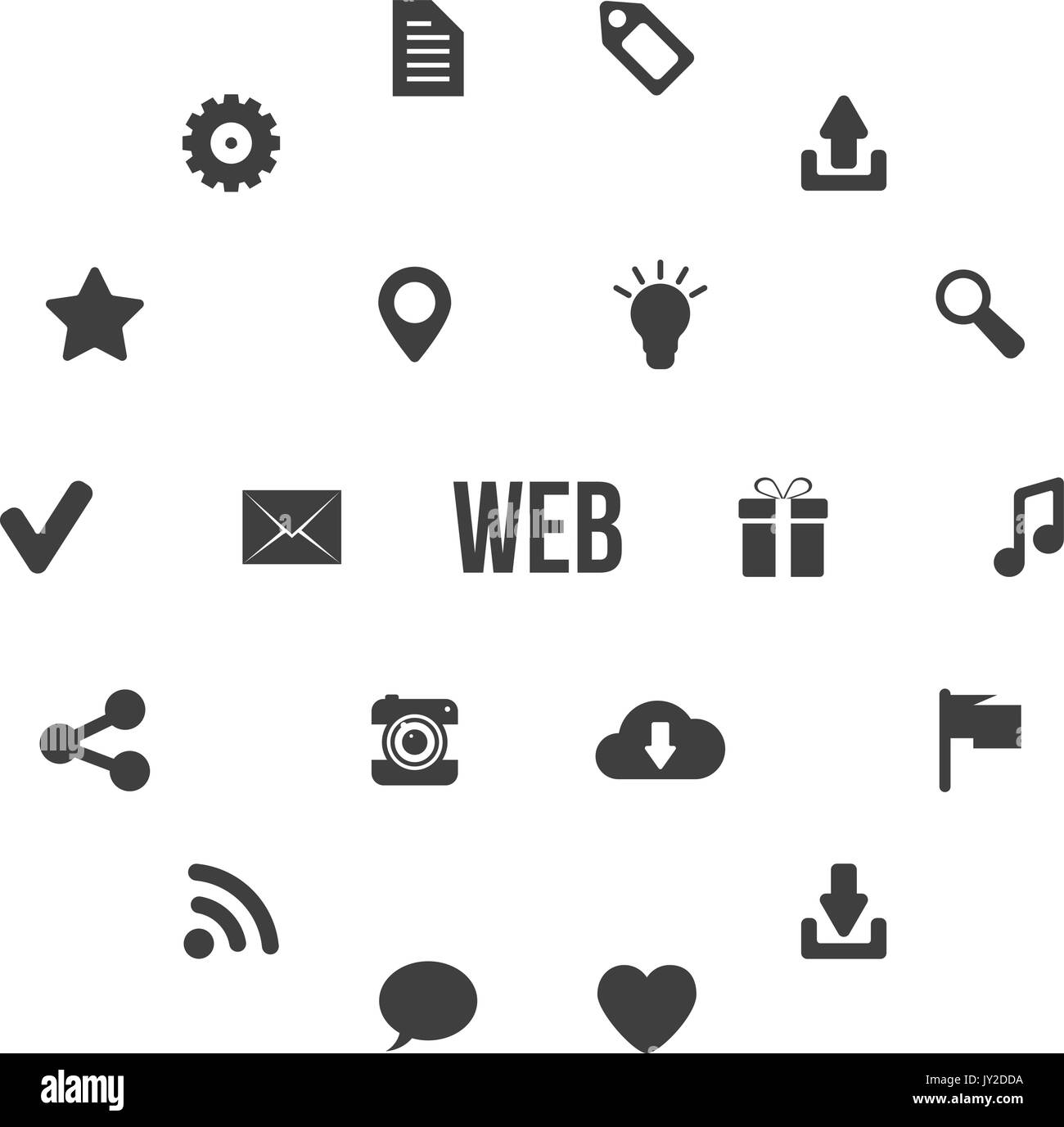 Le noir et blanc web icons en rond Illustration de Vecteur