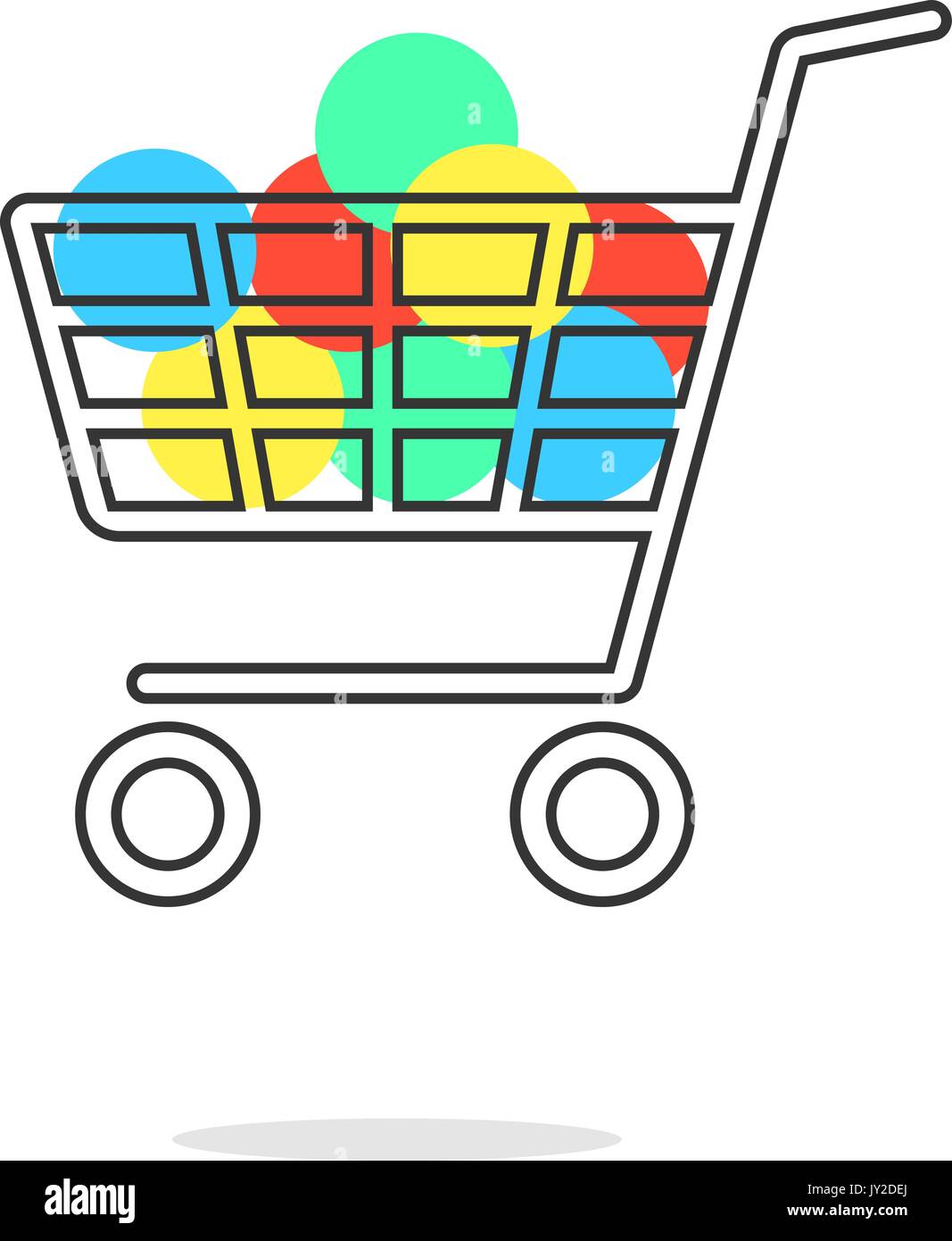 Contours panier avec des cercles de couleur et d'ombre Illustration de Vecteur