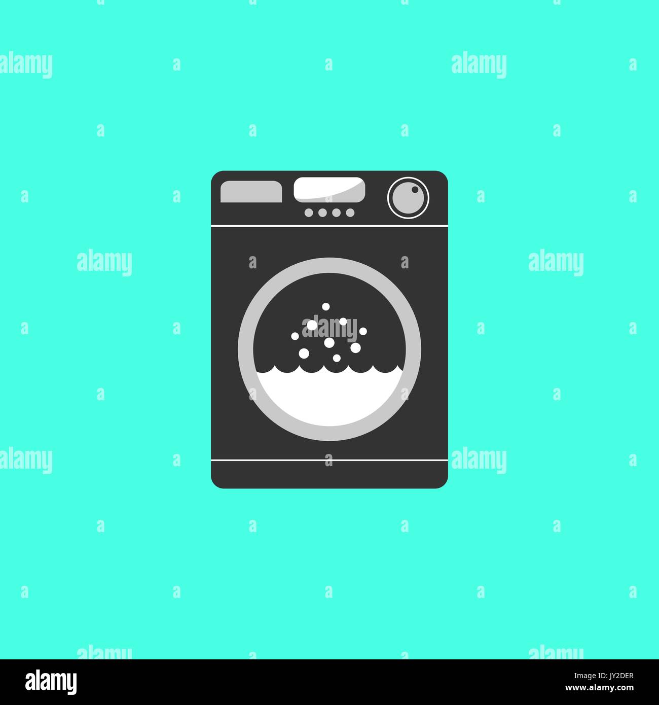 Lave-linge noir isolé sur fond vert Illustration de Vecteur