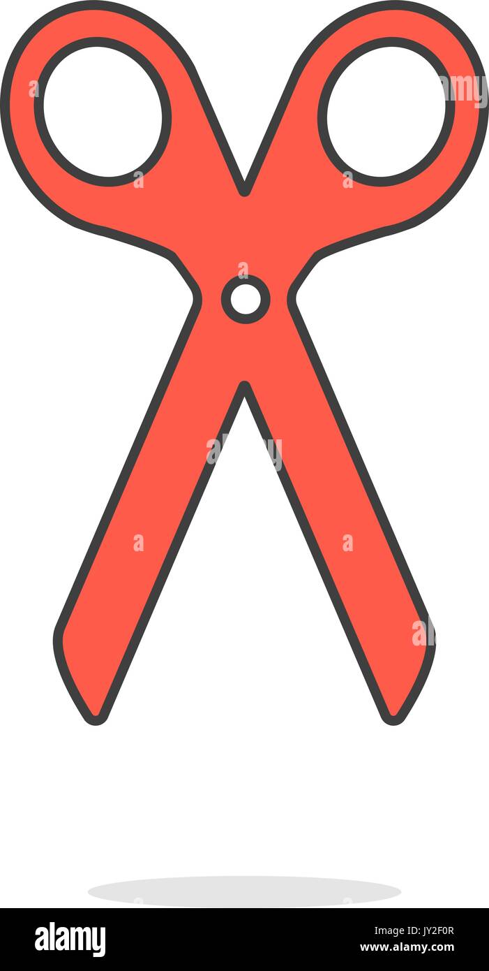 L'icône simple ciseaux rouges avec ombre Illustration de Vecteur