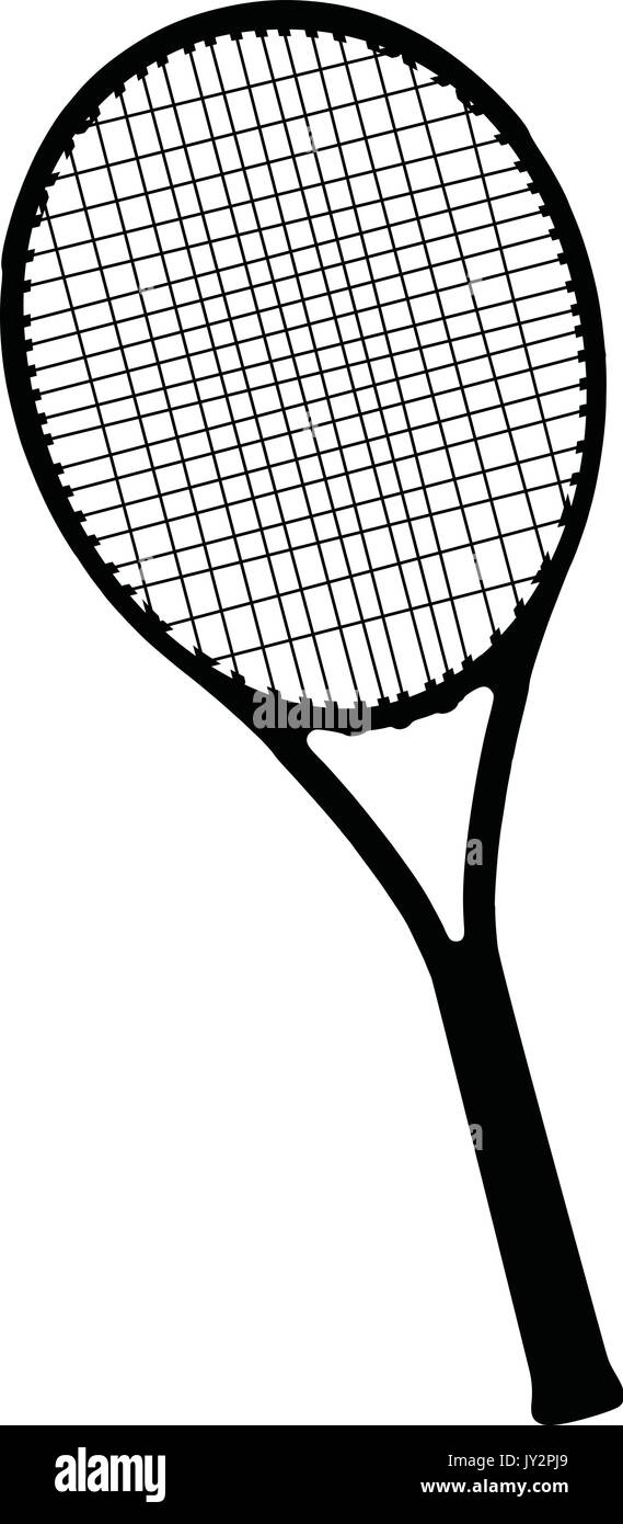 Une silhouette en noir et blanc d'une raquette de tennis Illustration de Vecteur