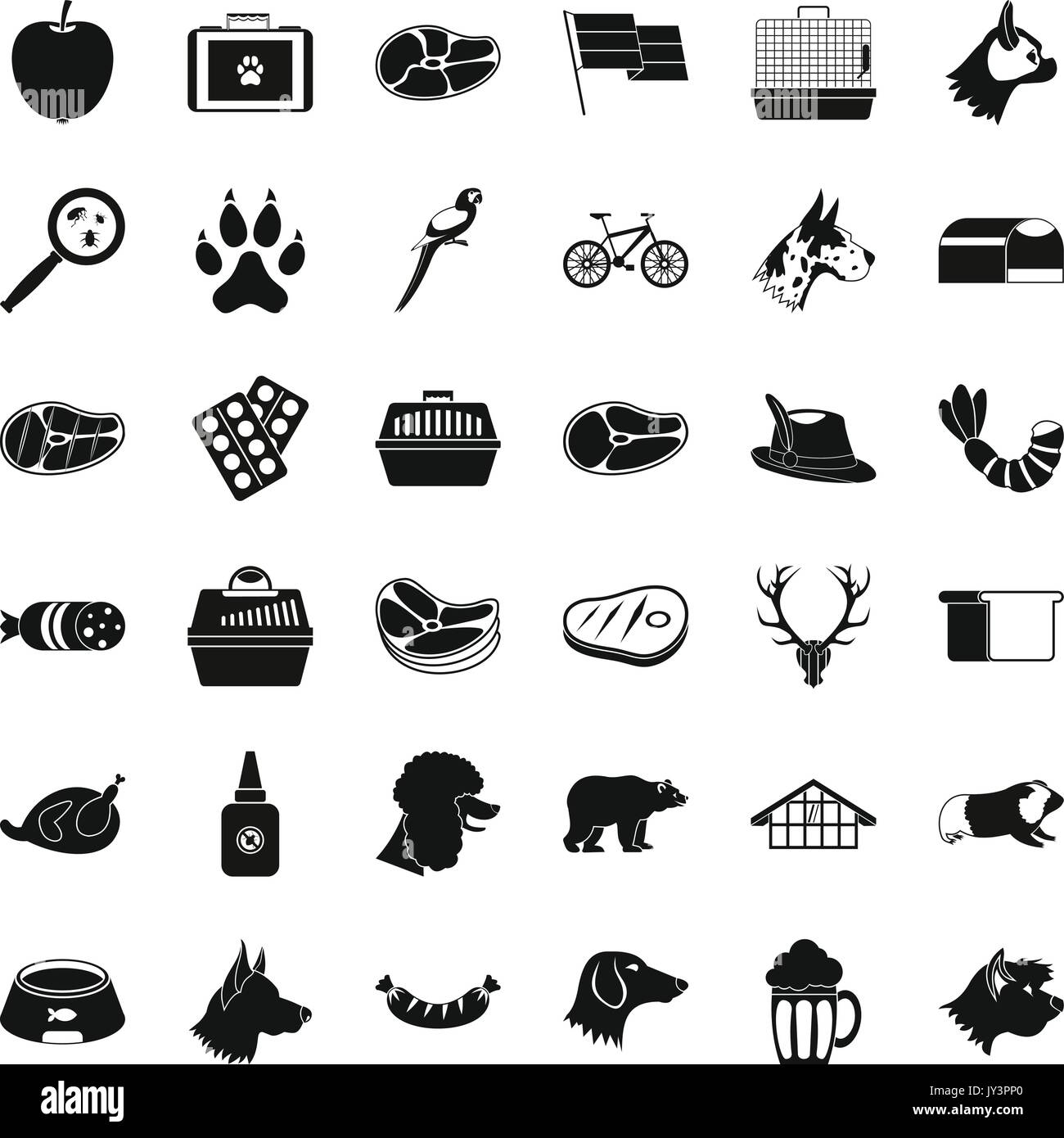 Chien intelligent, simple style icons set Illustration de Vecteur