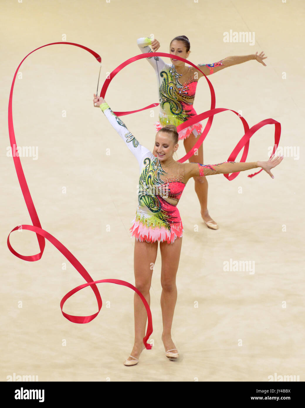 KIEV, UKRAINE - septembre 1 : Team Italie effectue le routage avec des ballons et des rubans au cours de la 32e Championnats du Monde de Gymnastique Rythmique à Kiev, U Banque D'Images