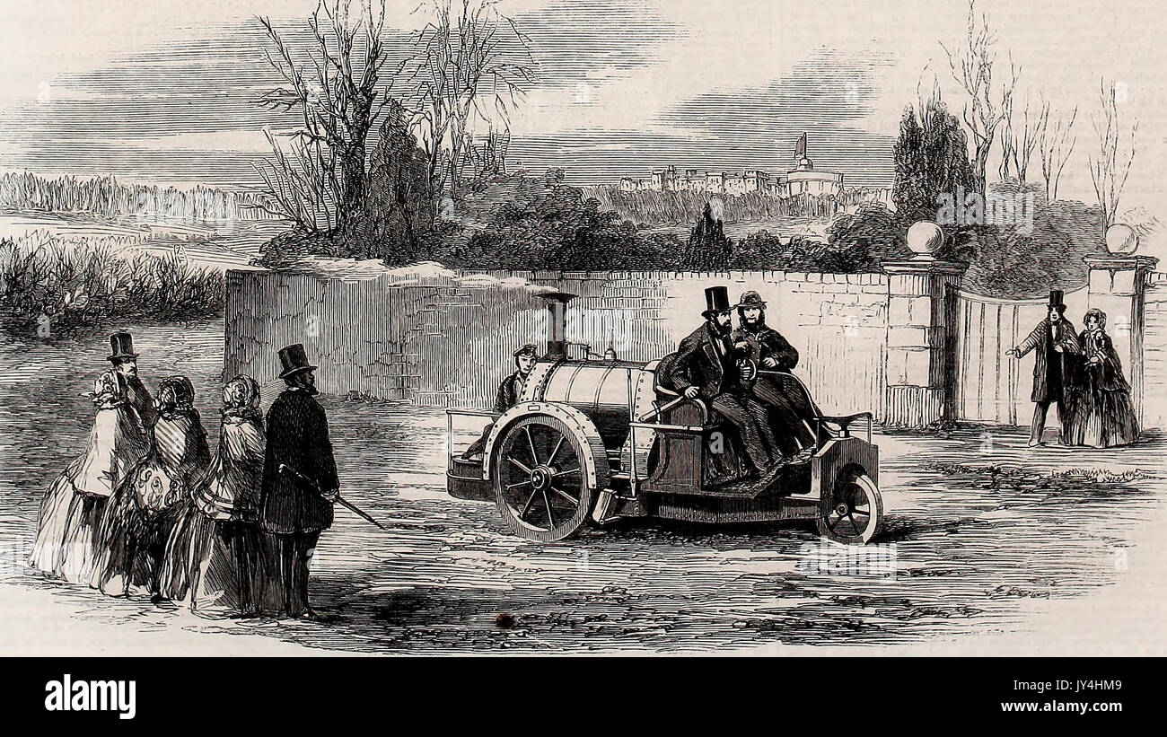 Du chariot à vapeur de fonctionner sur des routes, conçu par M. Rickett, Château de la fonderie, Buckingham, England, circa 1860 Banque D'Images