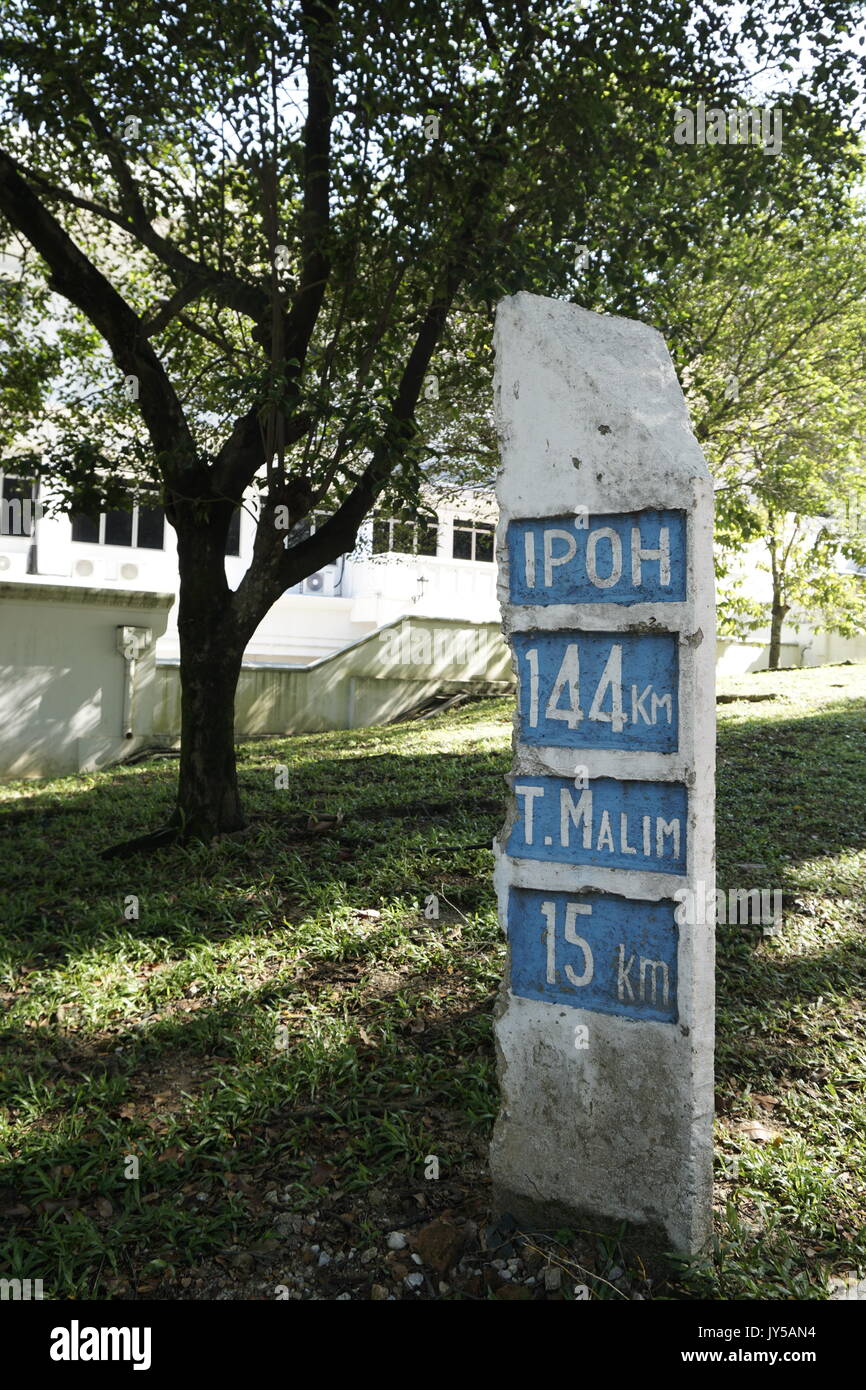 Jalon, marquage pierre distance à Ipoh, Malaisie Banque D'Images