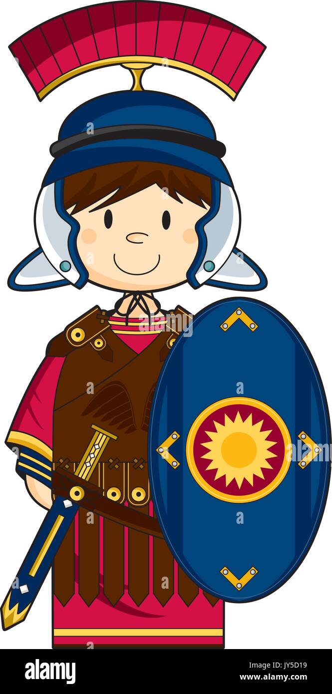 Cute Cartoon ancien centurion romain Illustration Soldat Illustration de Vecteur