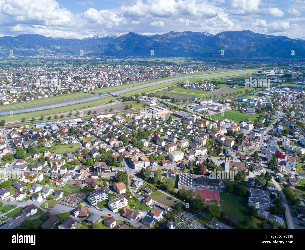Luftaufnahmen der Gemeinden und ua Lustenau *** *** légende locale Au, Autriche, Lustenau, Suisse, vue aérienne, la photographie aérienne, d'en haut, l'are Banque D'Images