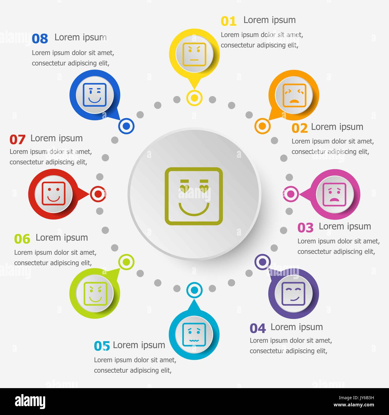 Infographic template avec visage carré icônes, stock vector Illustration de Vecteur