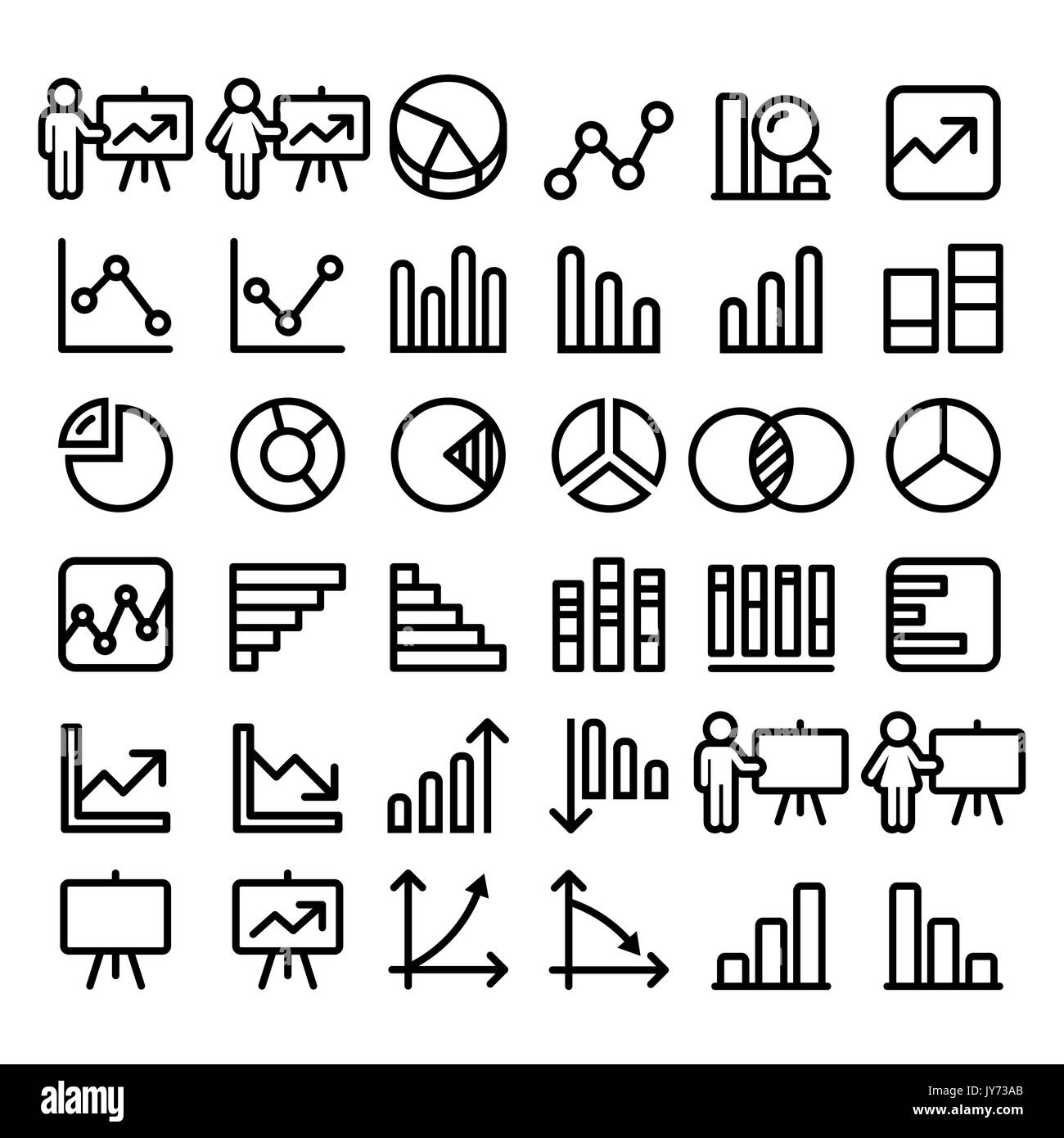 Graphique circulaire, graphique, ligne noire présentation icons set - Notion - Big Pack icônes minimalistes collection - l'homme et la femme une présentation Illustration de Vecteur