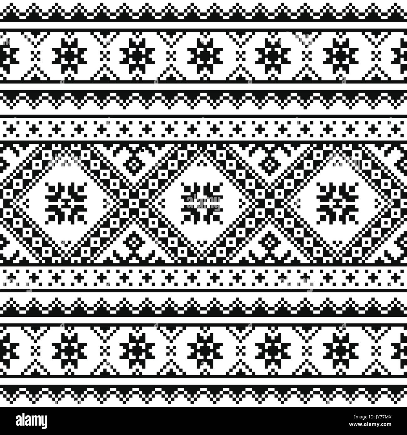 Folk traditionnel rouge motif tricoté broderie à partir de l'Ukraine ou la Biélorussie Ukraine transparente ethniques imprimer en noir sur fond blanc Illustration de Vecteur