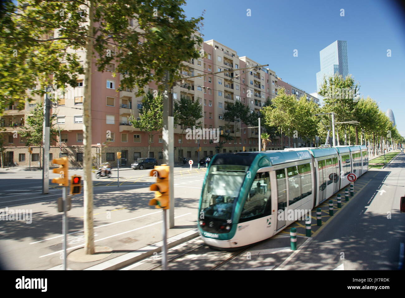 Le réseau de tramway de Barcelone Banque D'Images