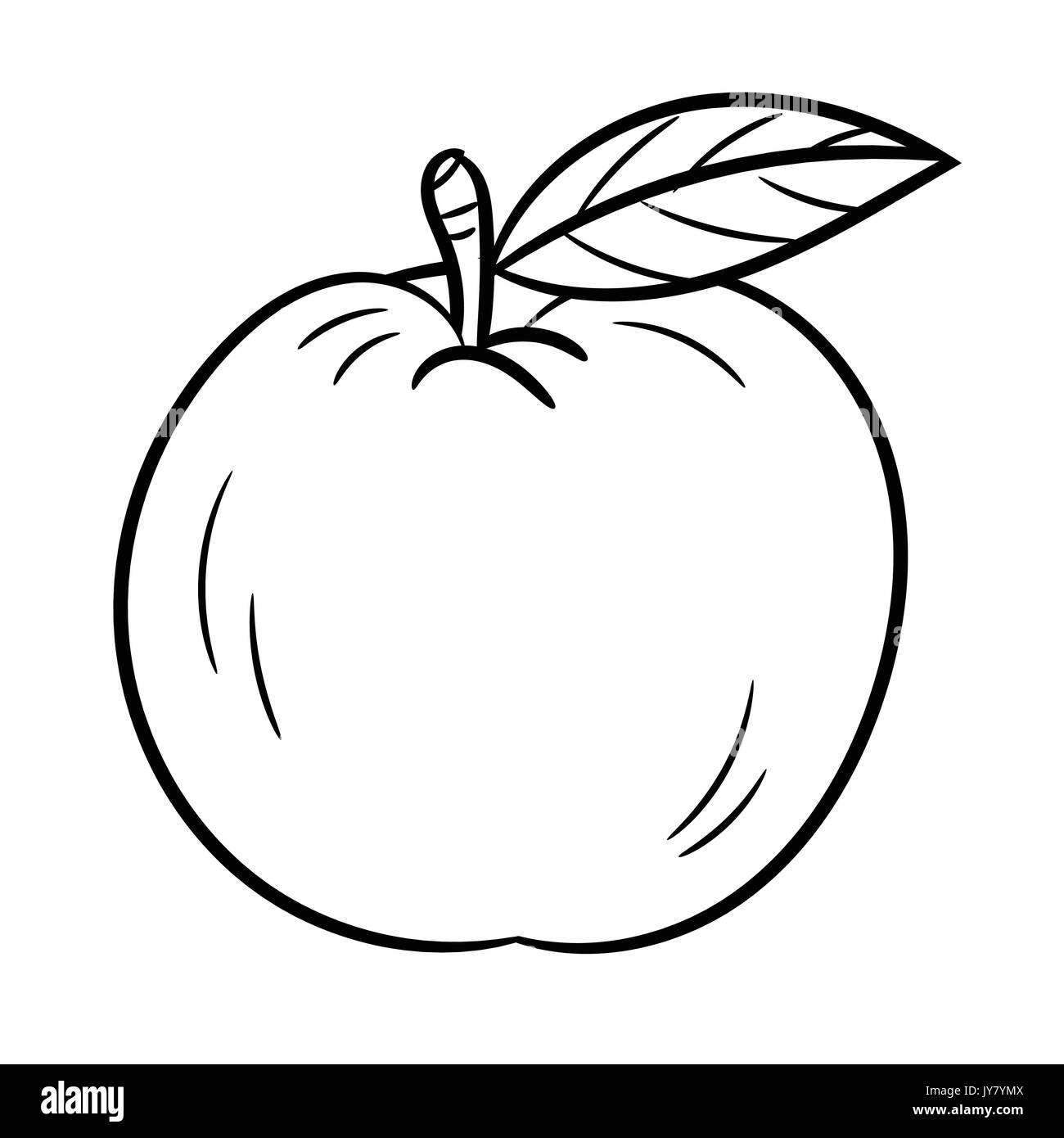 Croquis dessinés à la main, de pommes, noir et blanc isolé Cartoon Vector Illustration pour Livre à colorier - Ligne dessinée Vector Illustration de Vecteur