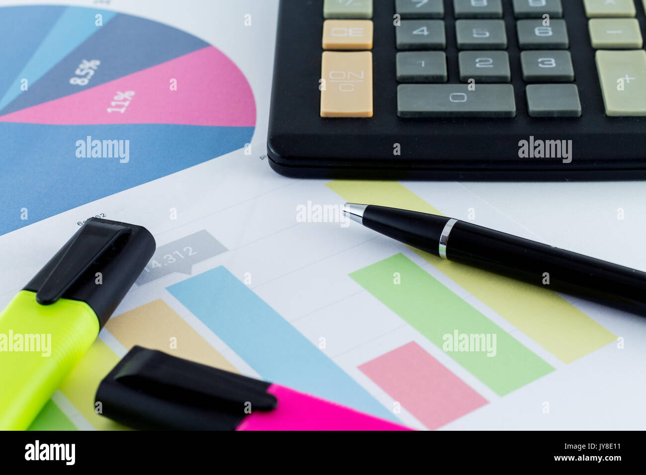 L'espace de bureau Bureau de comptabilité comptable fiche financière finances Banque D'Images