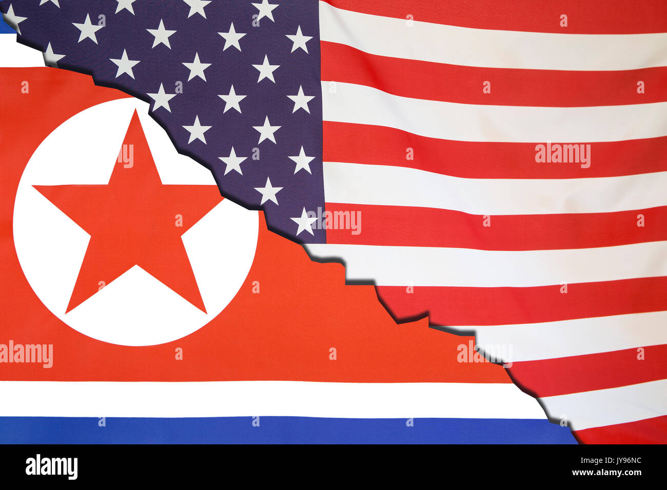 La Corée du Nord rompt avec USA, drapeau politique concept Banque D'Images