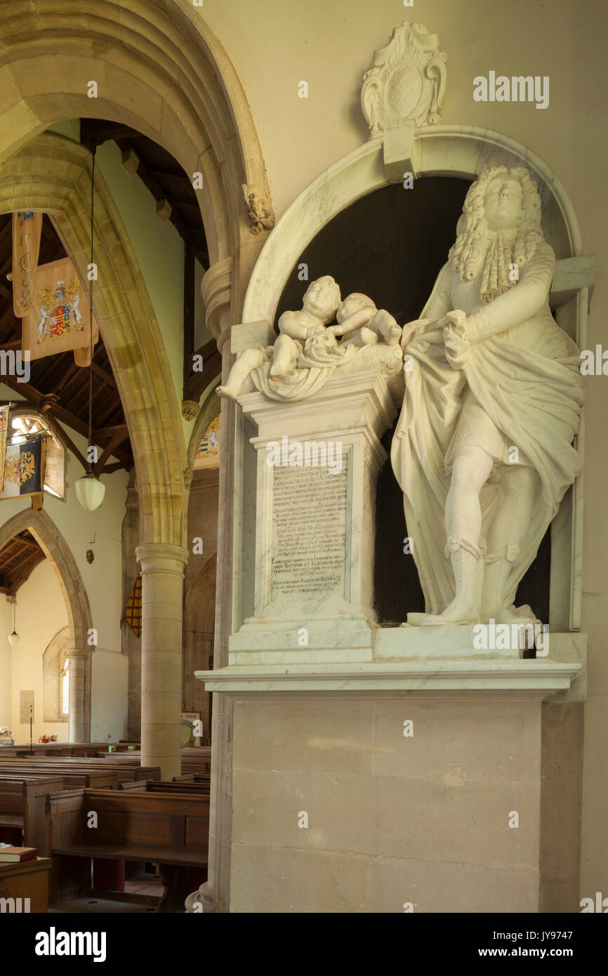 Le mémorial de richement sculptée à l'intérieur de l'église James Noel de St Peter et St Paul, Exton, Rutland, Angleterre Banque D'Images