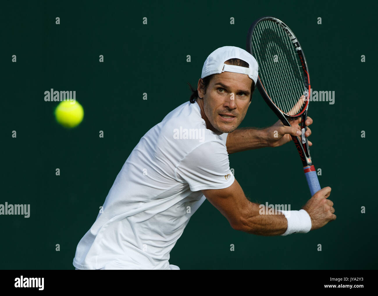 Tommy Haas en action à Wimbledon, Londres, Angleterre, Royaume-Uni. Banque D'Images