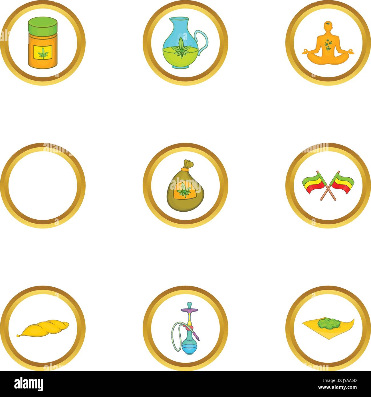 Le hashish, cartoon style icon set Illustration de Vecteur