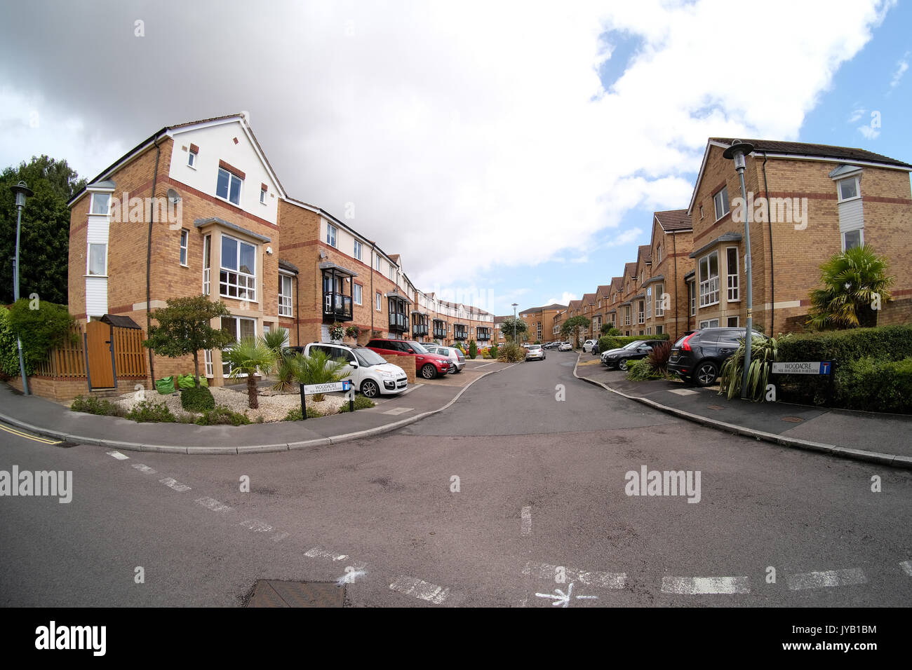 Entrée d'une smart housing estate dans portishead, North Somerset, Banque D'Images