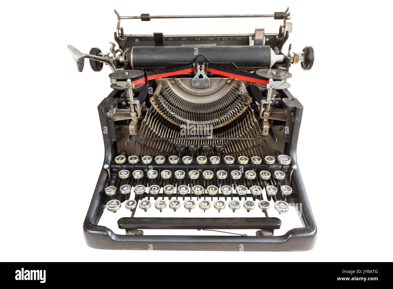 Entièrement mécanique Vintage typewriter isolé sur fond blanc Banque D'Images
