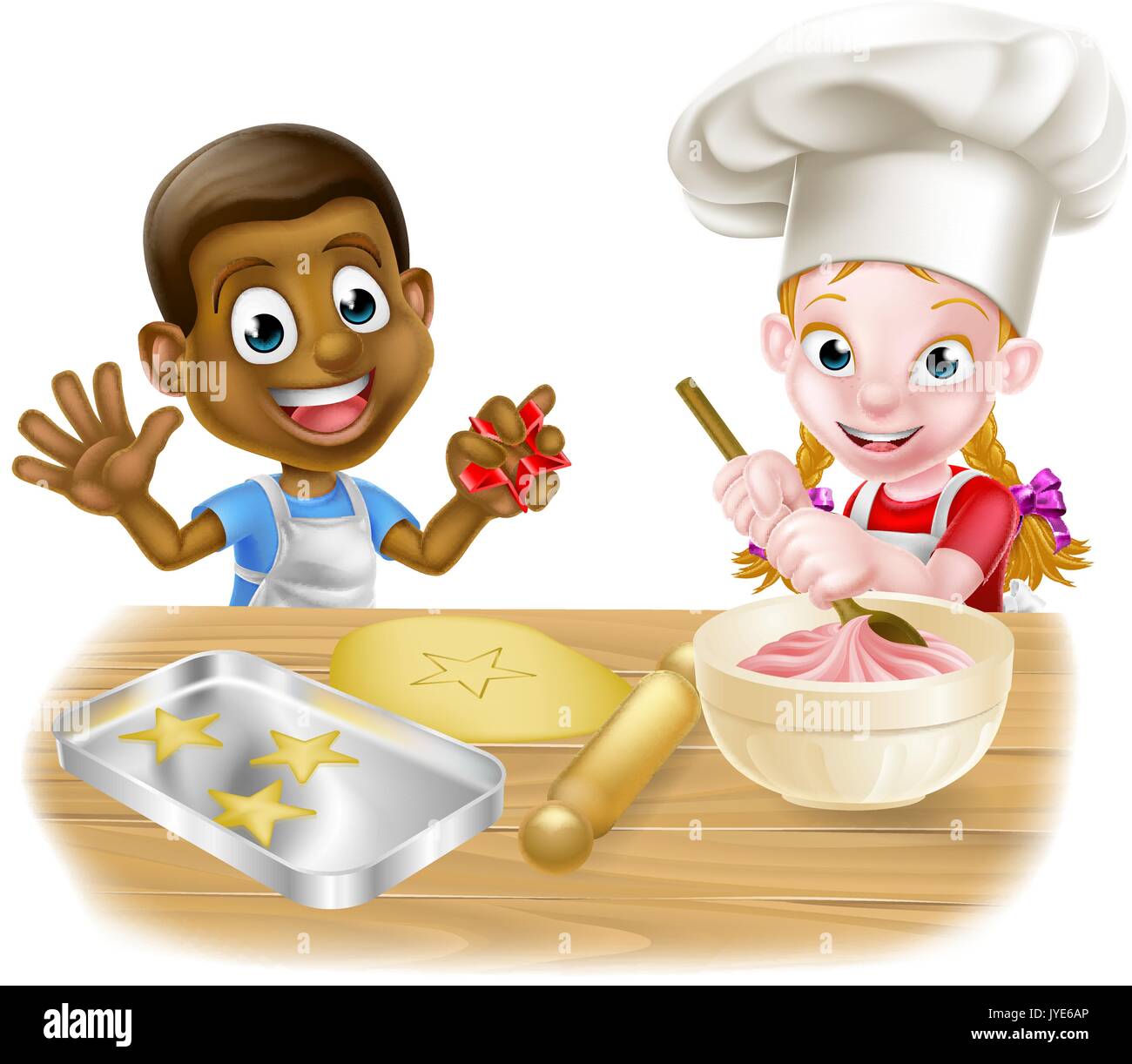 Les boulangers enfant dessin animé Illustration de Vecteur