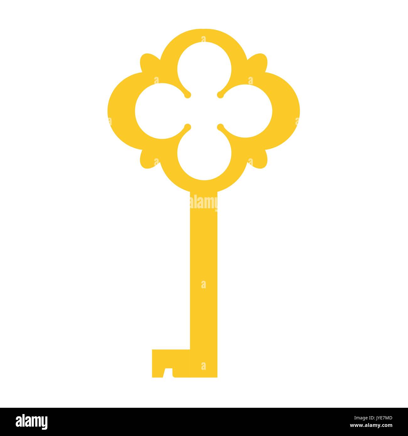 Vector illustration of golden ancienne clé d'ossature. Vintage une icône en forme de clé. Plantes ornementales, médiévale, clé ancienne Illustration de Vecteur