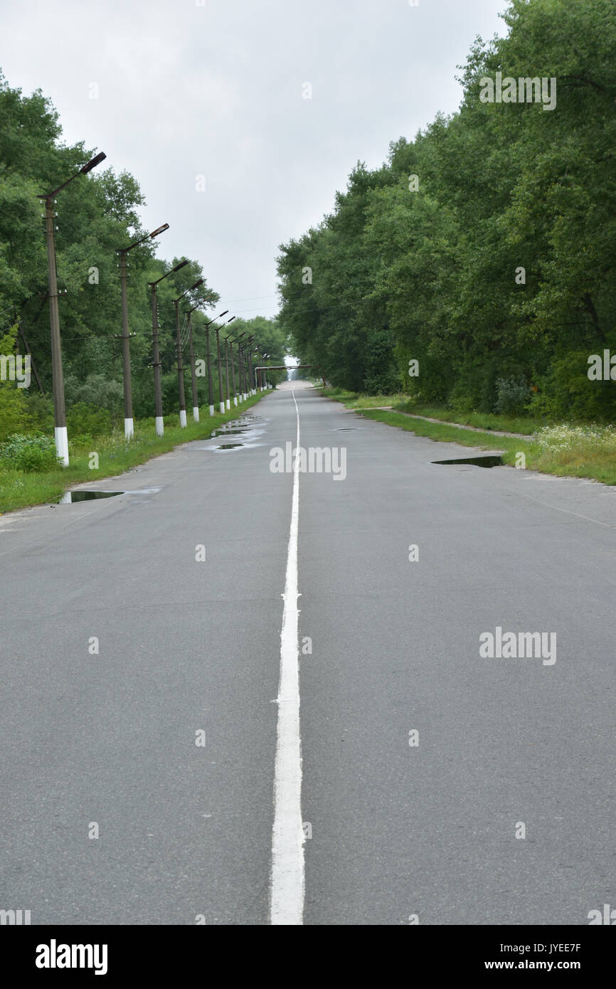 La ville abandonnée de la zone d'exclusion nucléaire de Tchernobyl Banque D'Images