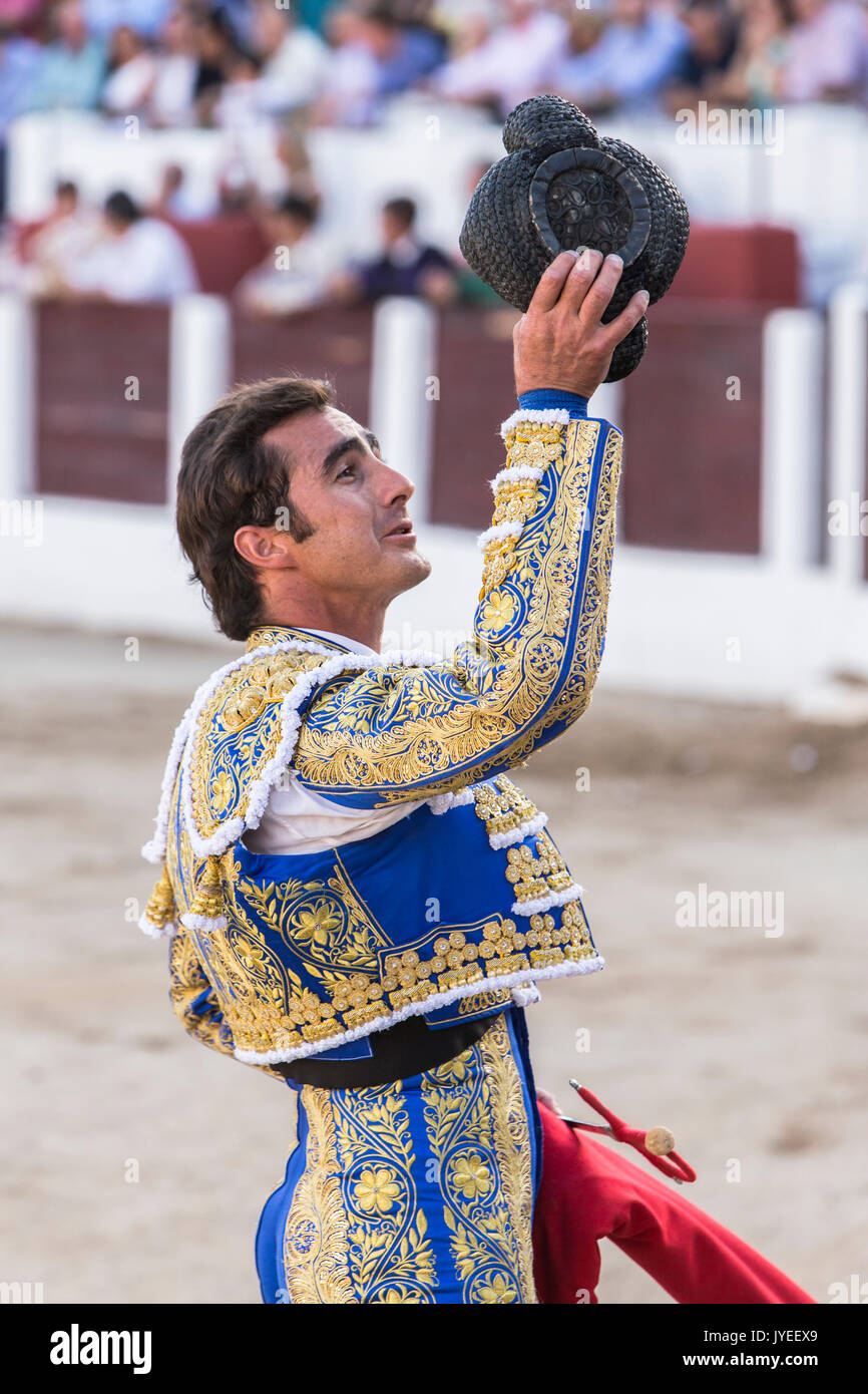 Toréador espagnol David Fandila au cours de corrida, l'Andalousie, Espagne Banque D'Images