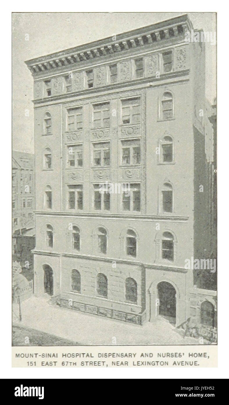 (King1893NYC) pg477 MOUNT SINAI HOSPITAL DISPENSARY et maison des infirmières, 151 EAST 67TH STREET, près de Lexington Avenue Banque D'Images