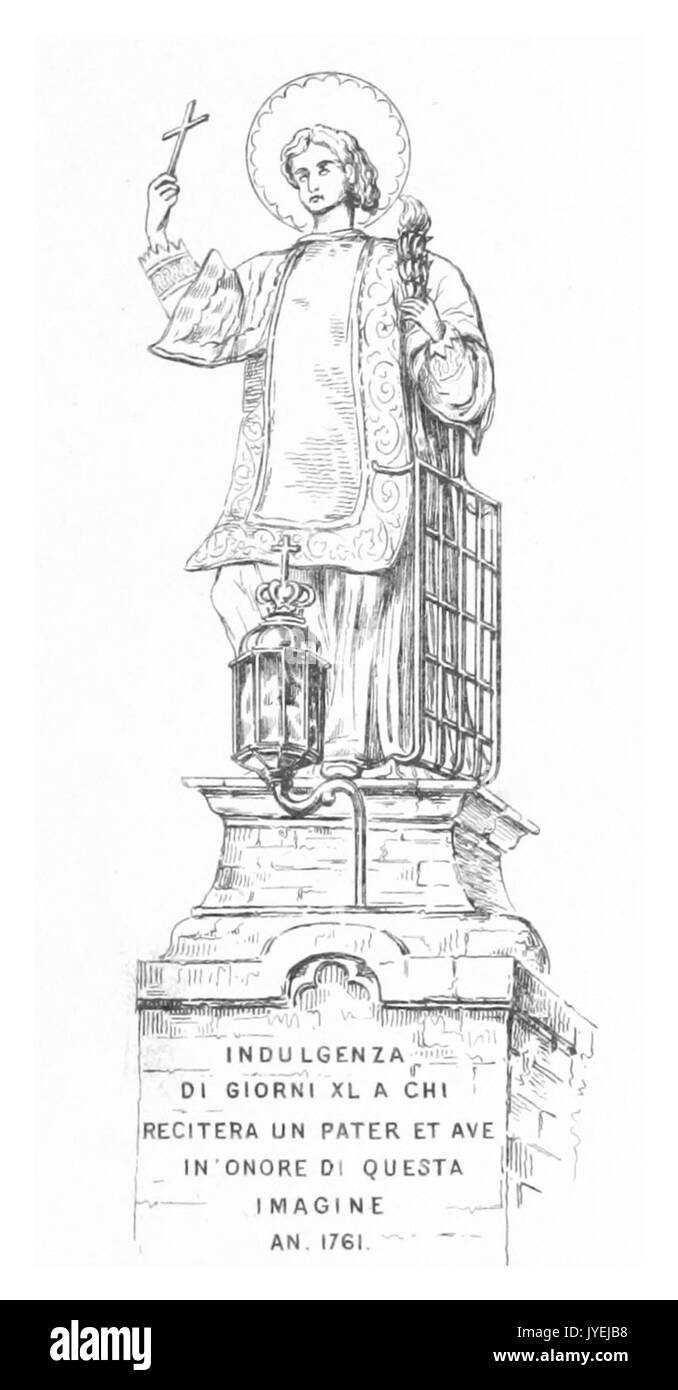 Malte(1861) Statue de Saint Laurent à La Valette Banque D'Images