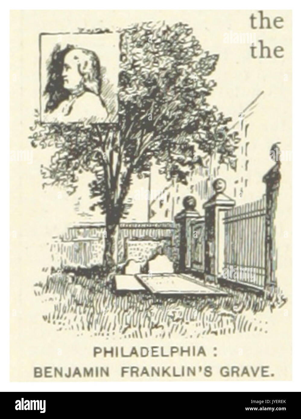 US PA(1891) p712 Philadelphie, la tombe de Benjamin Franklin Banque D'Images