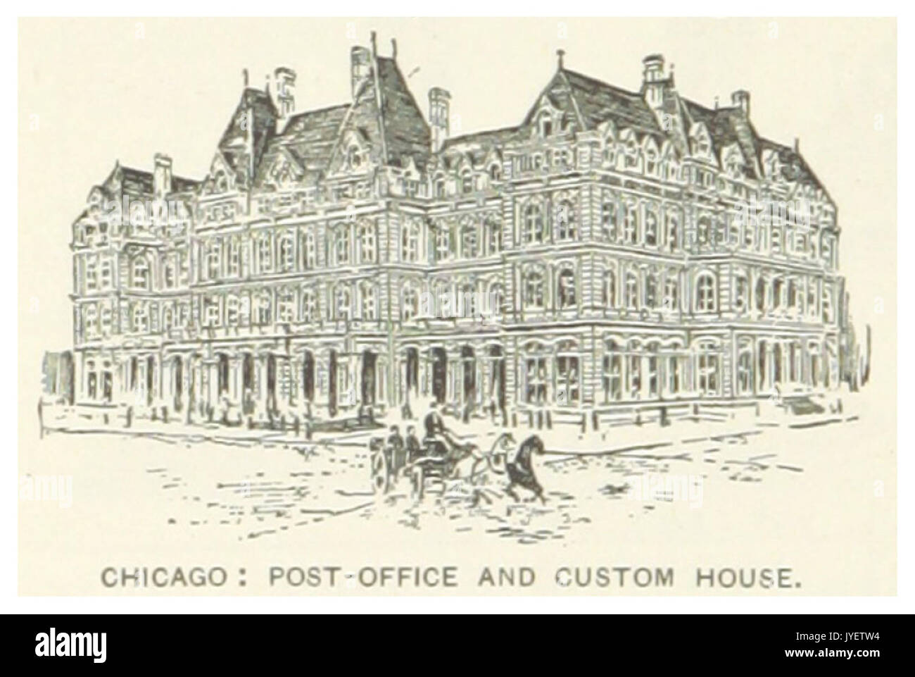IL NOUS(1891) p222 CHICAGO, BUREAU DE POSTE ET CUSTOM HOUSE Banque D'Images