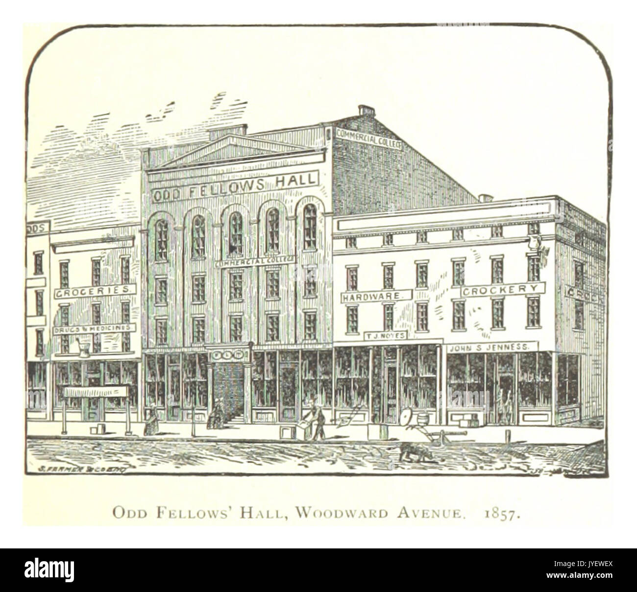 Agriculteur(1884) Detroit, p395' Odd Fellows Hall, l'avenue Woodward (1857) Banque D'Images