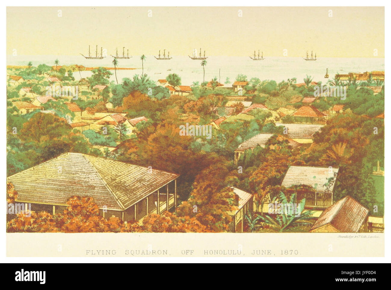 B(1871) p283 FLYING SQUADRON, au large d'Honolulu, JUIN 1870 Banque D'Images