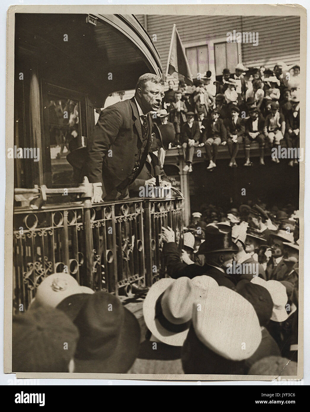 Le président Theodore Roosevelt livrer un discours à Biddeford, Maine Banque D'Images