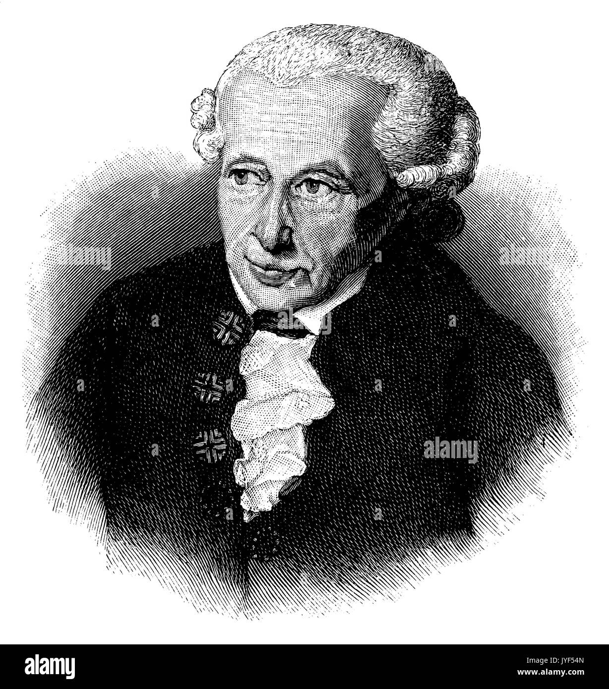 Emmanuel Kant (1724 -1804), philosophe allemand du siècle des Lumières, après Portrait peinture à l'huile par Gottlieb Doebler Banque D'Images