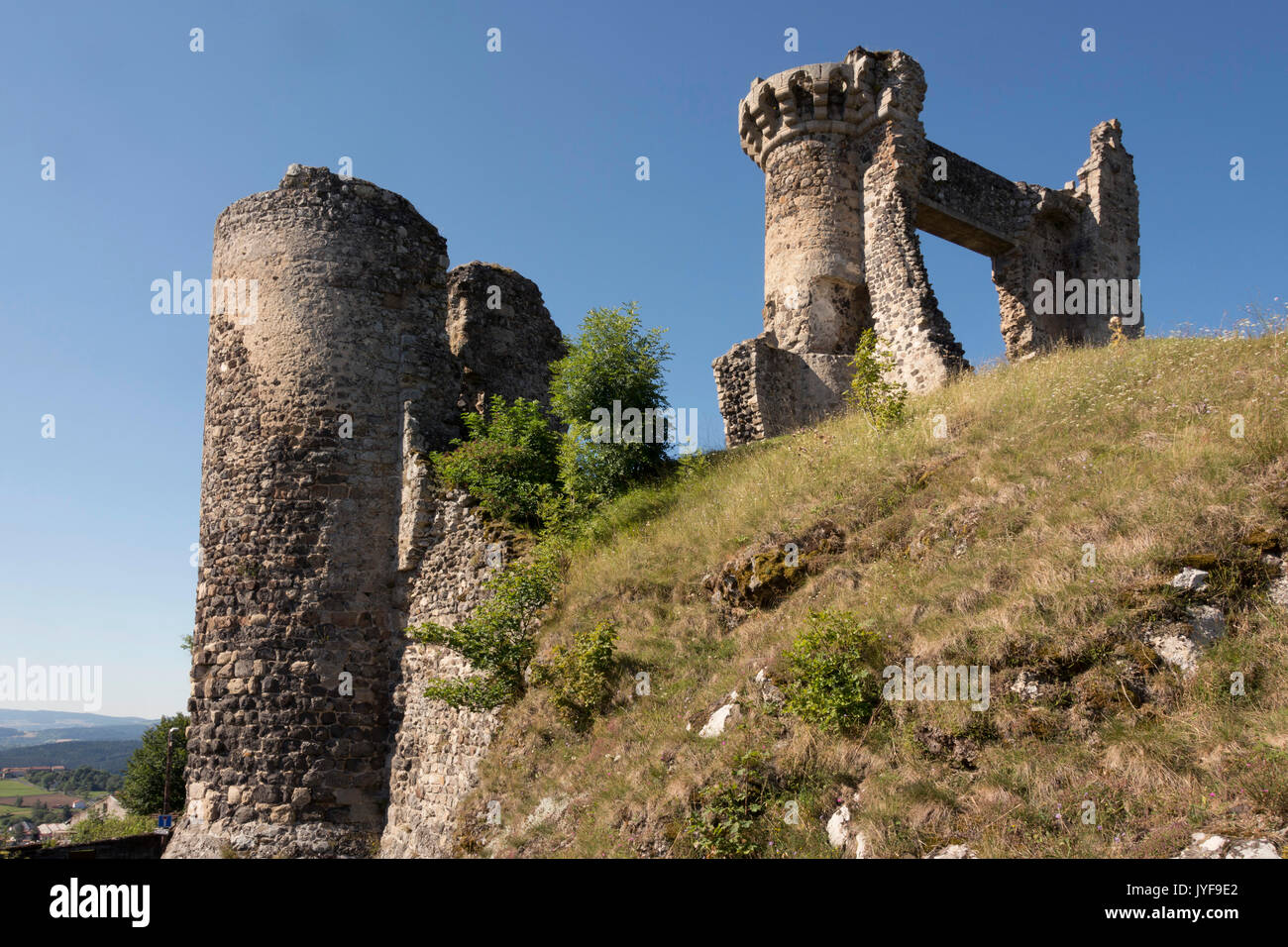 "L'échafaud de Allegre', ruines du château. Haute Loire. L'Auvergne. France Banque D'Images