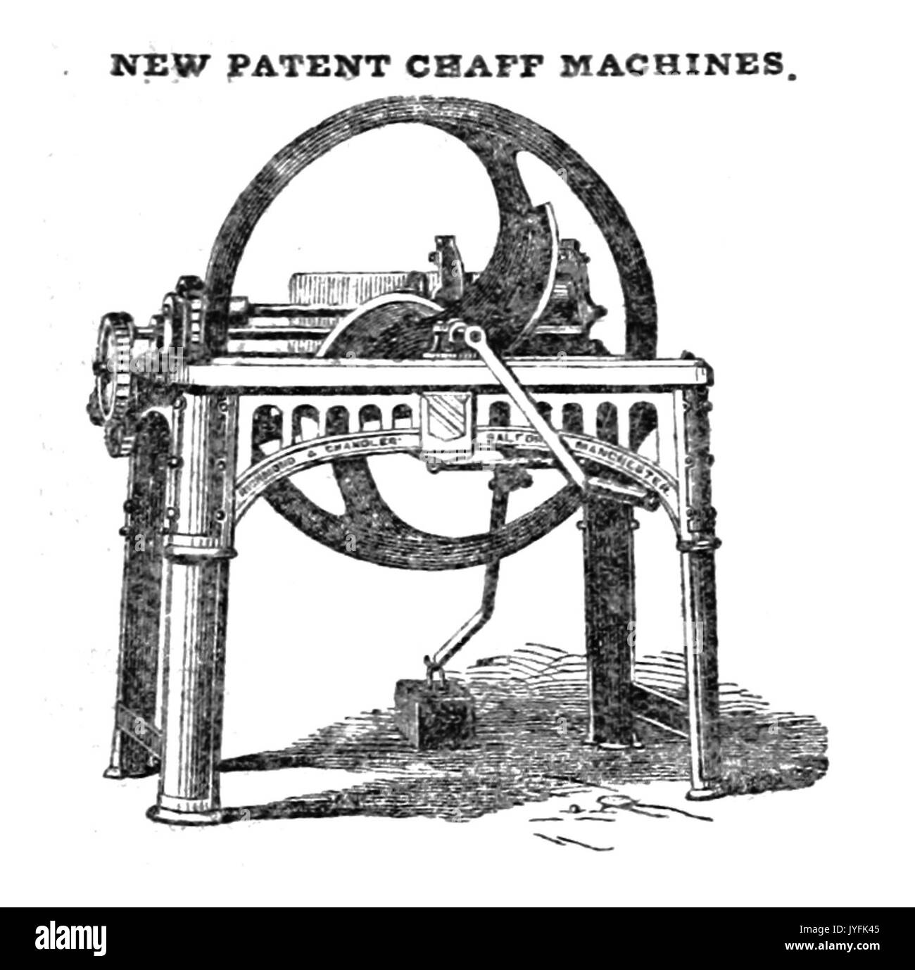 BRADSHAW (1854) p173 LIVERPOOL, RICHMOND ET CHANDLER ROULEAU CRANTÉ MACHINE DE MENUE PAILLE AUTOMATIQUES UN NOUVEAU BREVET Banque D'Images
