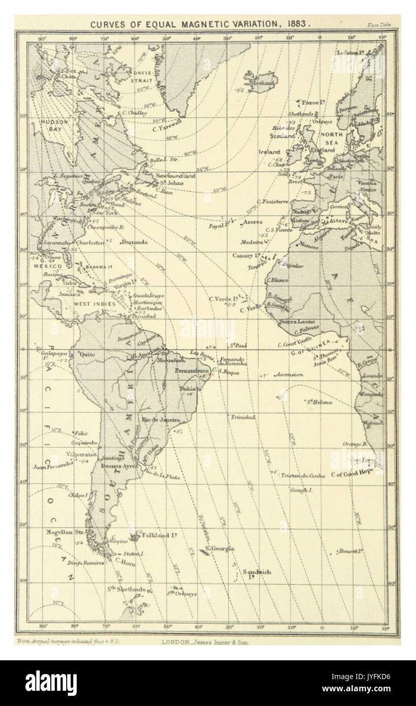 IMRAY(1884) p0006 LES COURBES D'ÉGALE VARTIATION magnétique, 1883 Banque D'Images