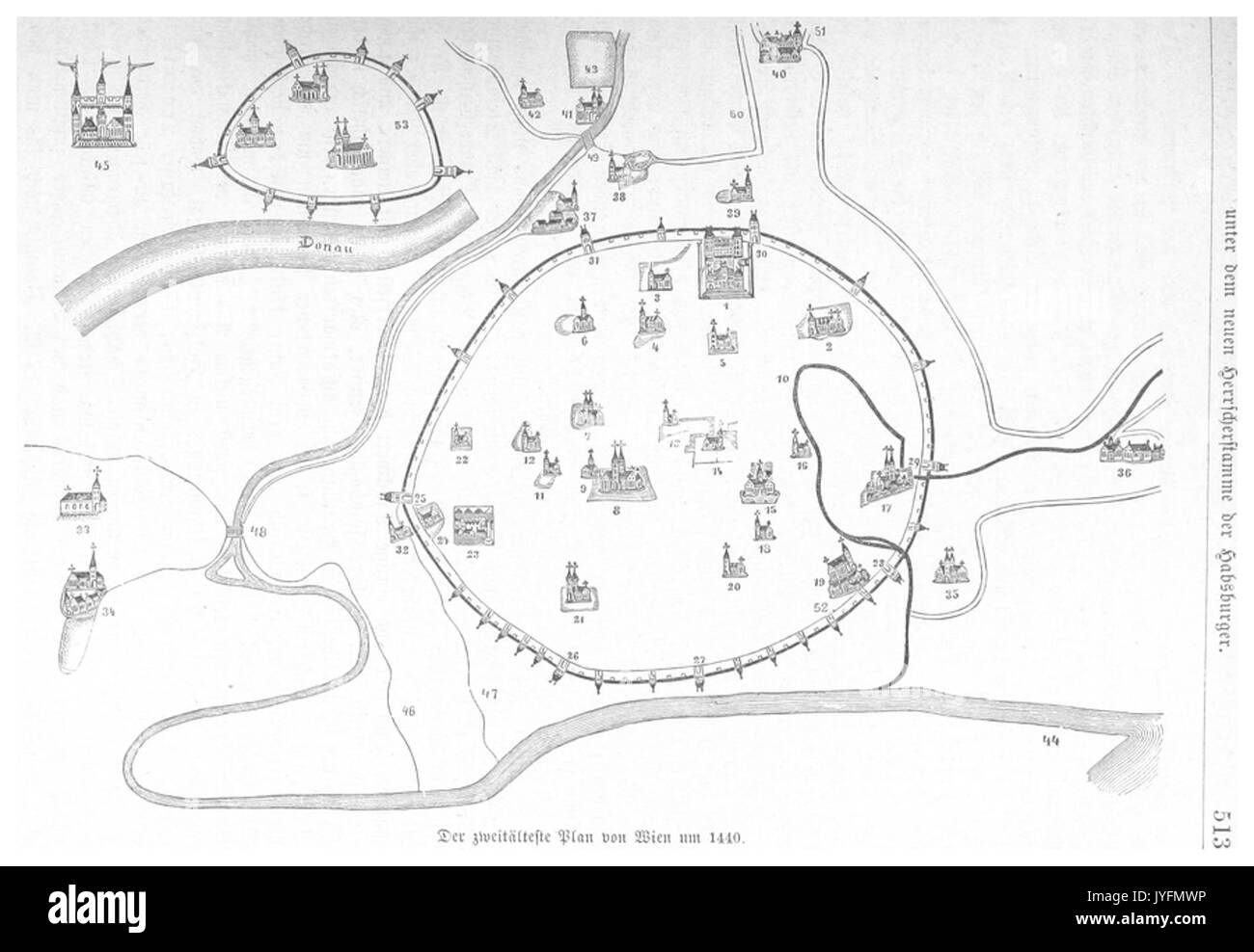 BERMANN(1880) p0547 von Wien um 1440 Plan Banque D'Images