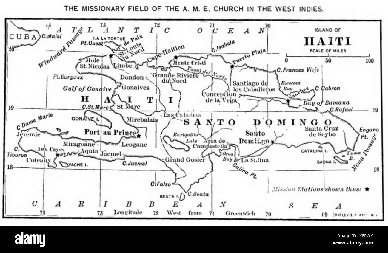 (1899) Carte de l'Île Haïti Banque D'Images