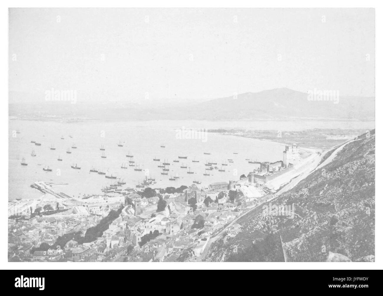 163 Birds Eye View de Gibraltar, la baie, et la côte de l'Espagne Banque D'Images